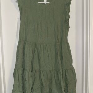 Green Sleeveless Casual Boho Mini Dress